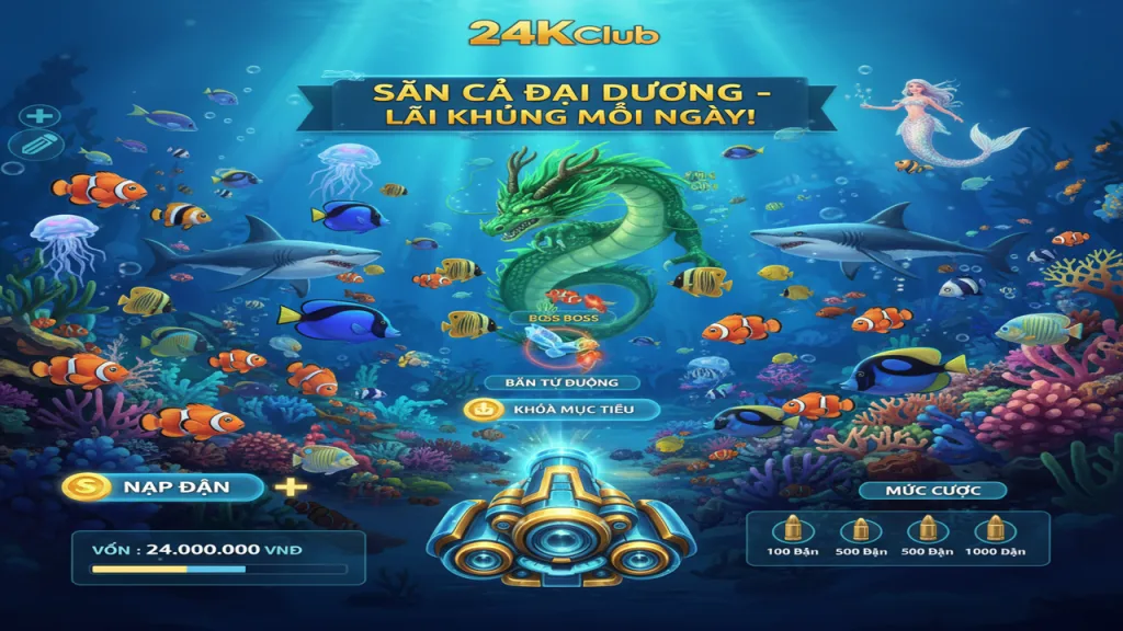 Hướng dẫn cách nạp đạn và chọn mức cược Bắn cá 24KClub