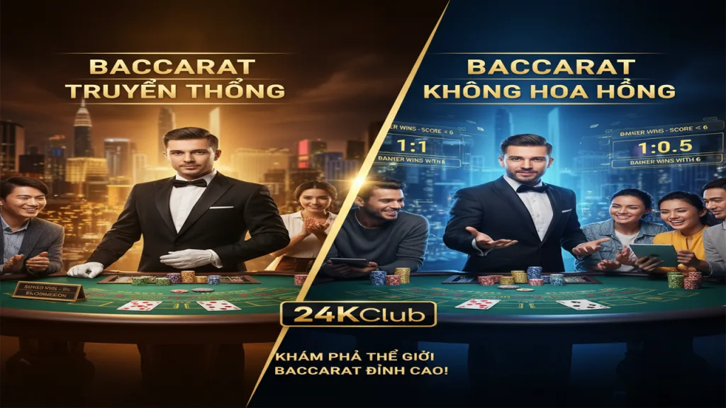 So sánh Baccarat không hoa hồng và truyền thống 24KClub