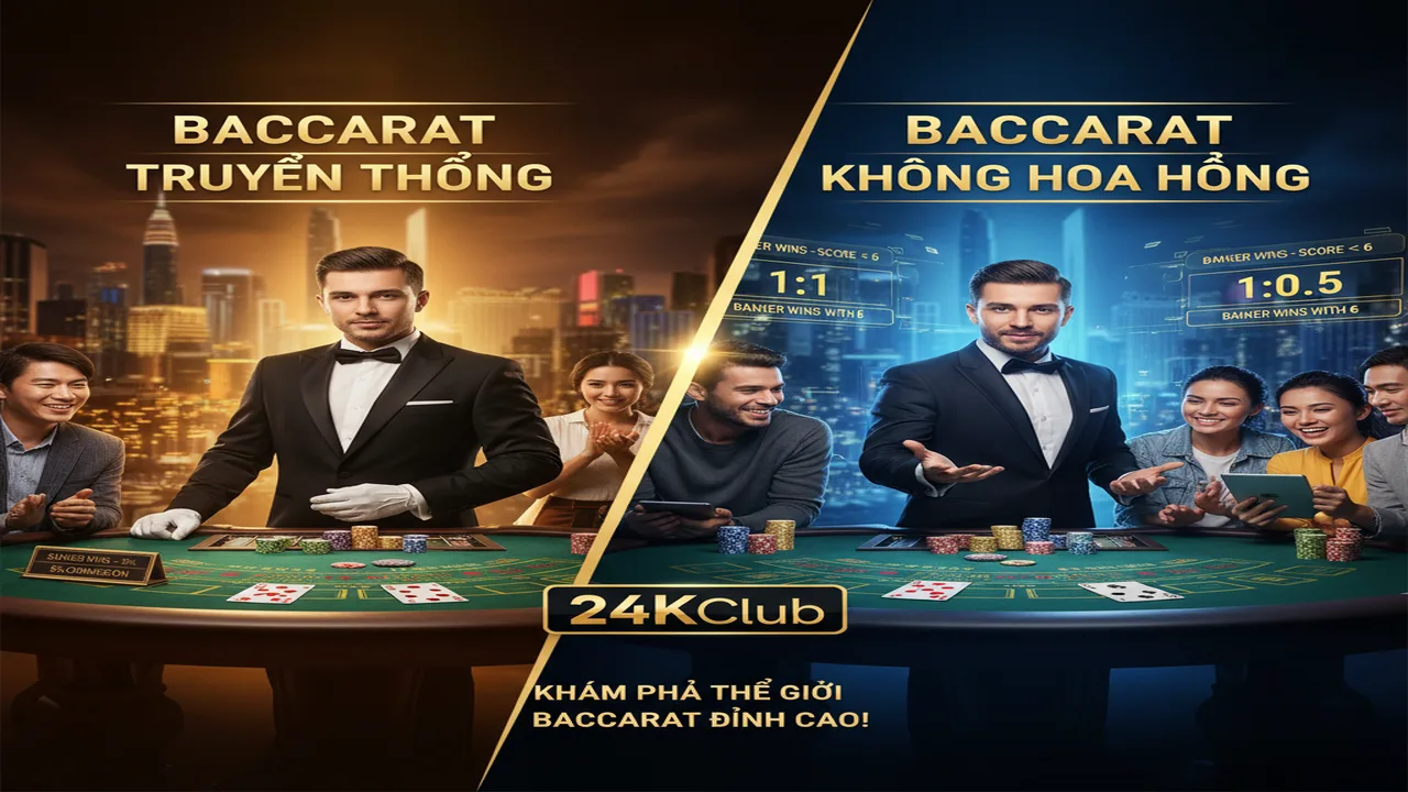 So sánh Baccarat không hoa hồng và truyền thống 24KClub