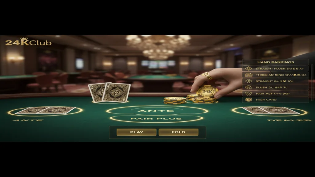 Hướng dẫn chơi bài Poker 3 lá (Three Card Poker) 24KClub