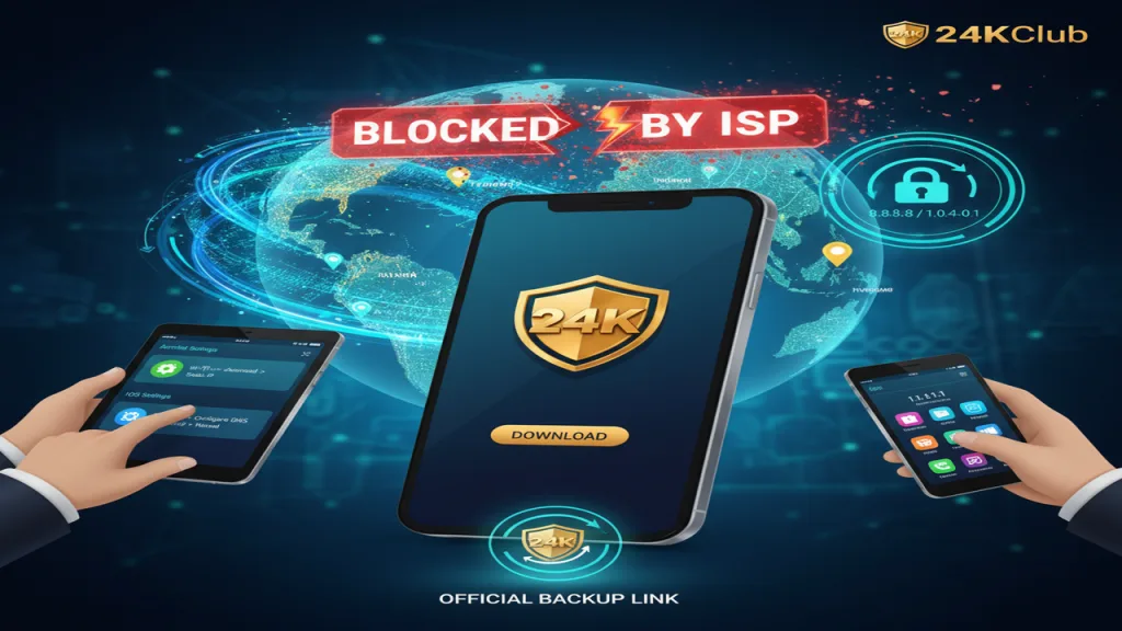 Hướng dẫn tải app khi bị nhà mạng chặn 24KClub