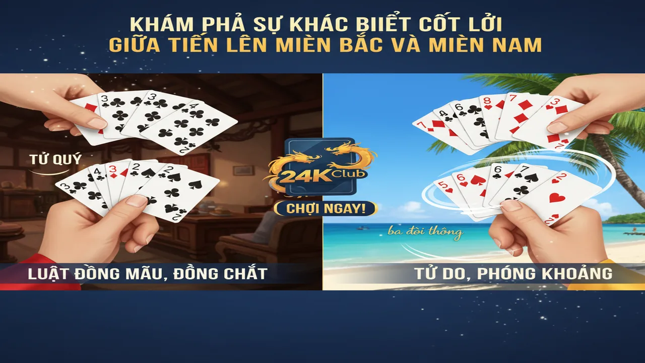 Cách chơi bài Tiến lên miền Bắc vs miền Nam 24KClub